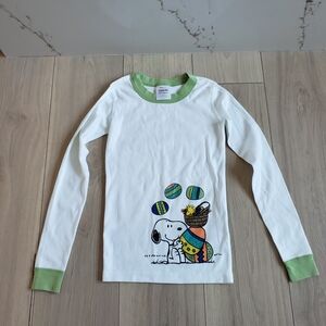 Hanna Andersson Easter Shirt Boys 8 White Peanuts Pajama Top